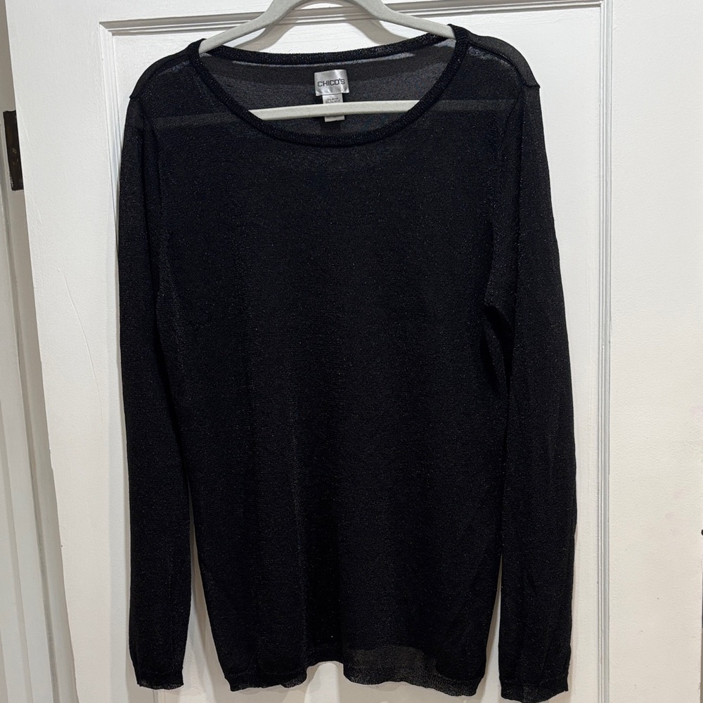 Sparkly, sheer Chicos long sleeve tee